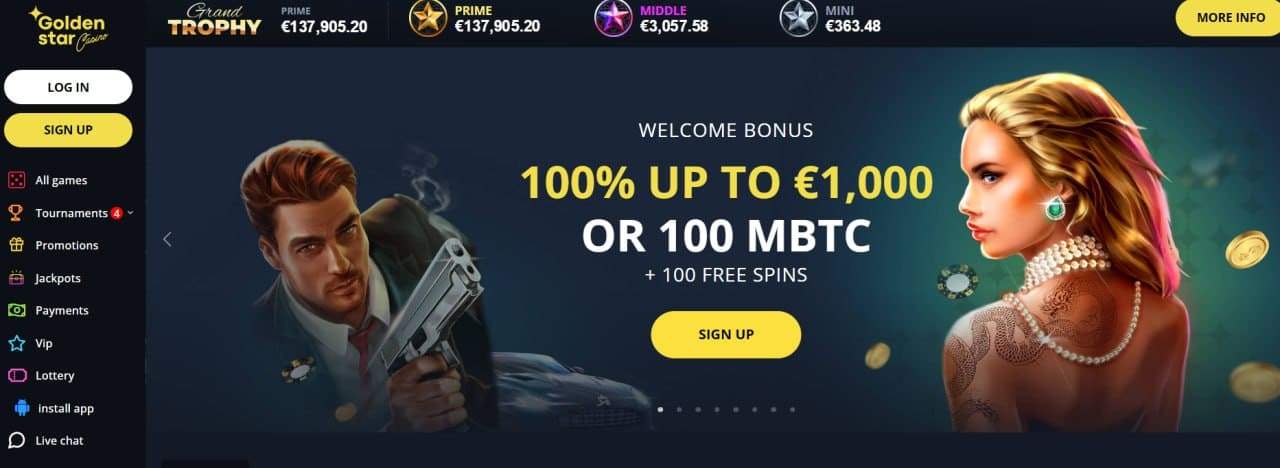 GoldenStar Casino Hjemmeside Oversigt 