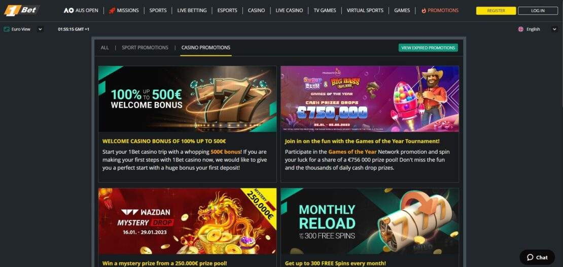 1bet Online Casino Kampagner